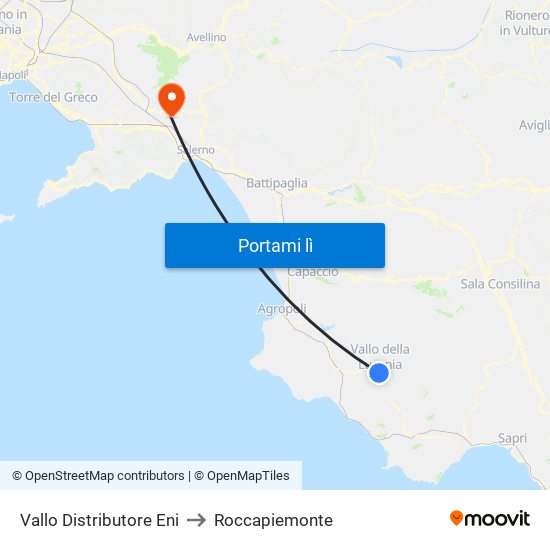 Vallo Distributore Eni to Roccapiemonte map