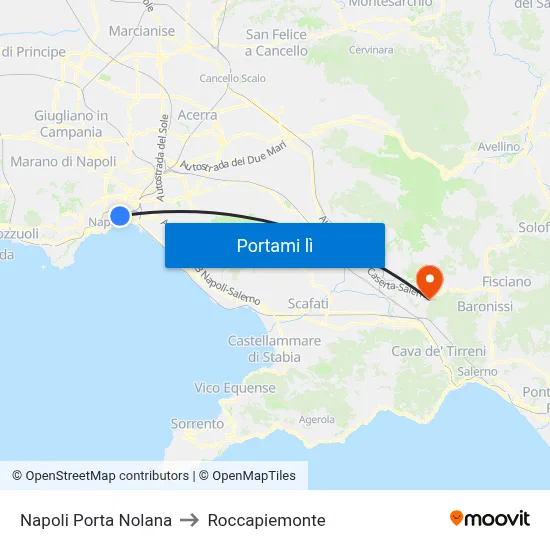 Napoli Porta Nolana to Roccapiemonte map