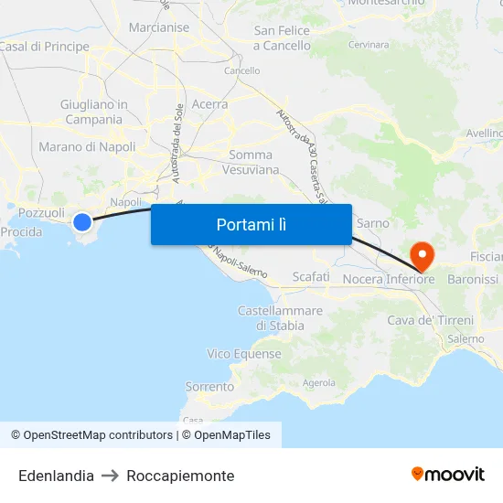 Edenlandia to Roccapiemonte map