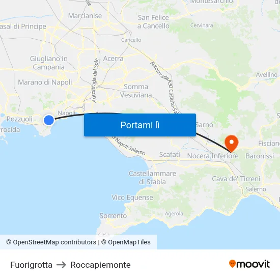 Fuorigrotta to Roccapiemonte map