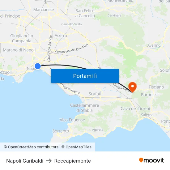 Napoli Garibaldi to Roccapiemonte map