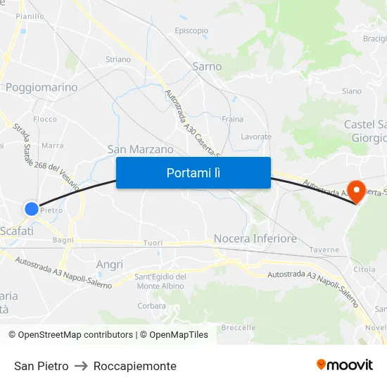 San Pietro to Roccapiemonte map