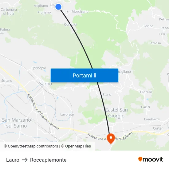 Lauro to Roccapiemonte map