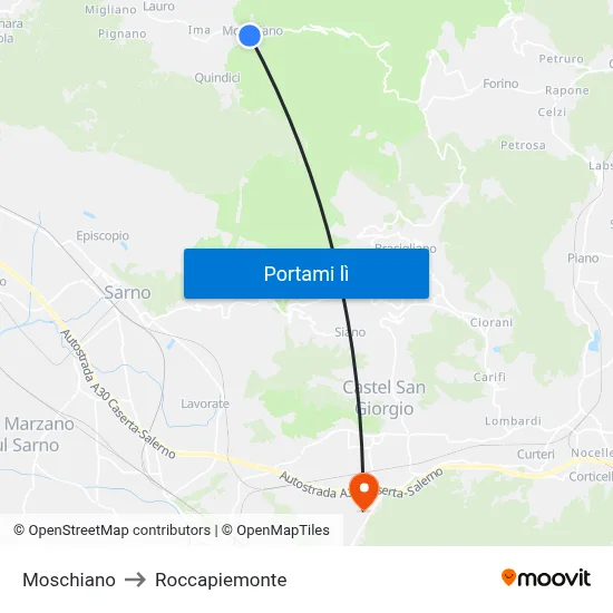Moschiano to Roccapiemonte map