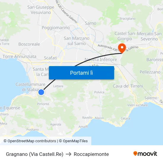 Gragnano (Via Castell.Re) to Roccapiemonte map