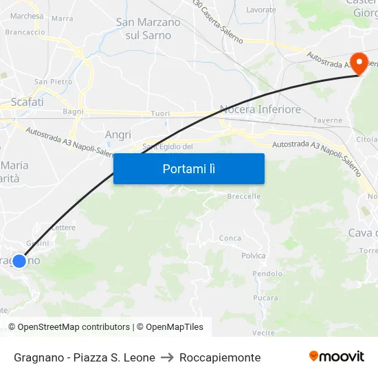 Gragnano - Piazza S. Leone to Roccapiemonte map