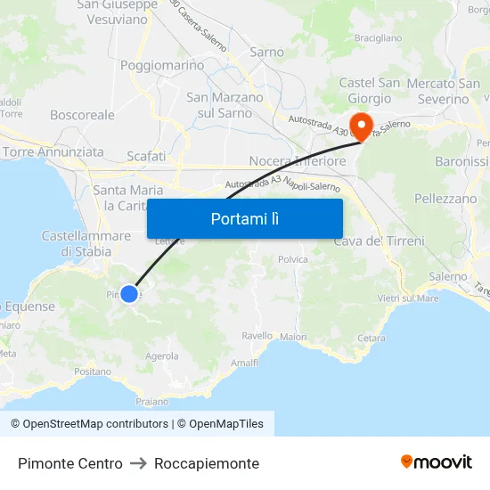 Pimonte Centro to Roccapiemonte map