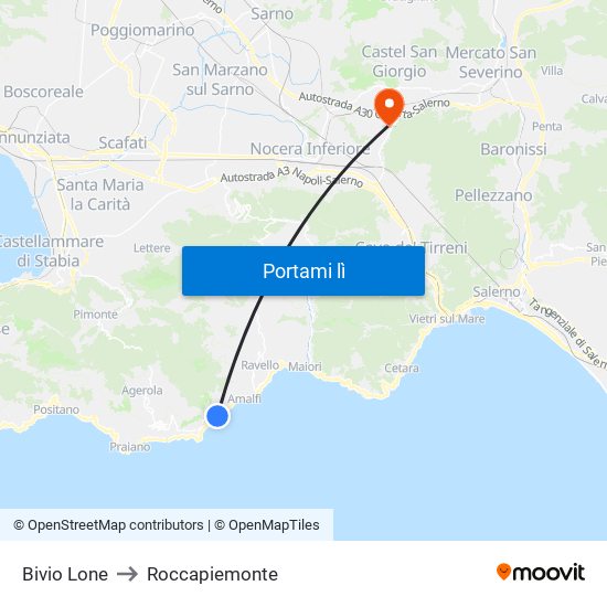 Bivio Lone to Roccapiemonte map