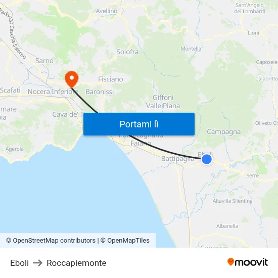 Eboli to Roccapiemonte map