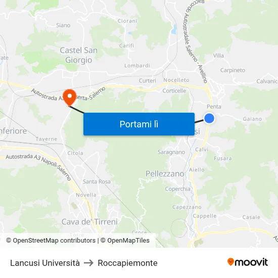Lancusi Università to Roccapiemonte map