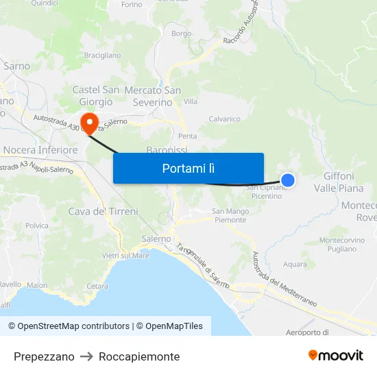 Prepezzano to Roccapiemonte map