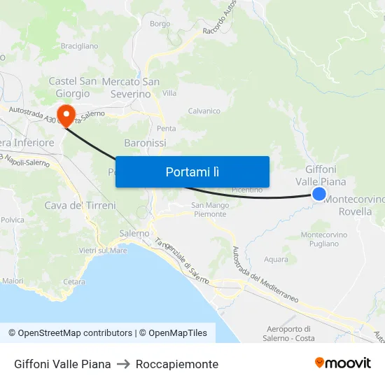 Giffoni Valle Piana to Roccapiemonte map