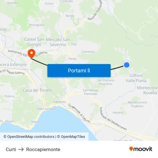 Curti to Roccapiemonte map
