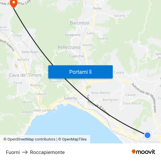 Fuorni to Roccapiemonte map