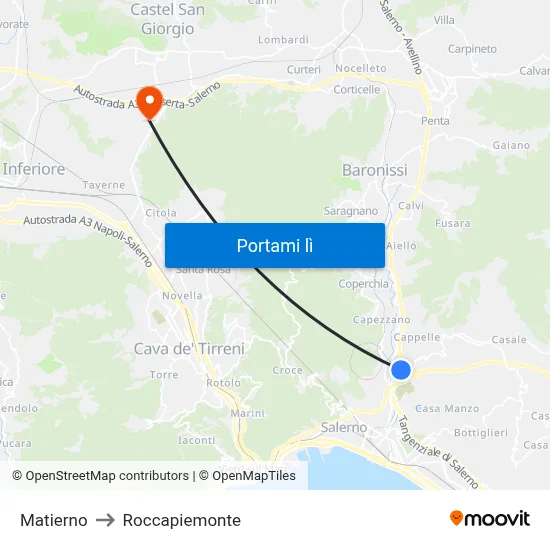 Matierno to Roccapiemonte map