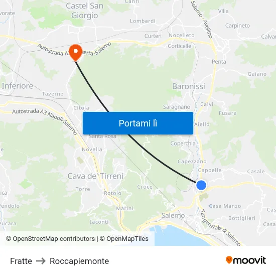 Fratte to Roccapiemonte map