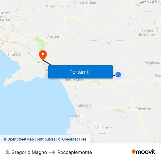 S. Gregorio Magno to Roccapiemonte map