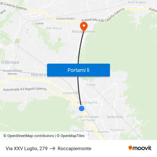 Via XXV Luglio, 279 to Roccapiemonte map