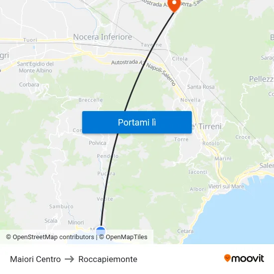 Maiori Centro to Roccapiemonte map