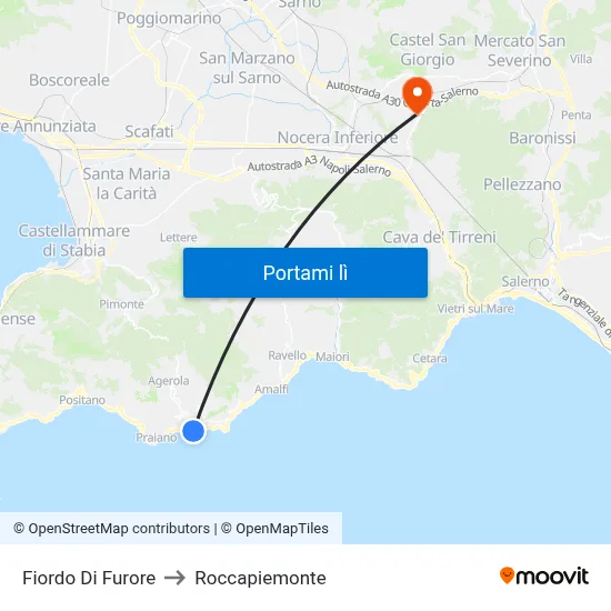 Fiordo Di Furore to Roccapiemonte map