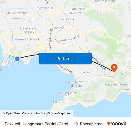 Pozzuoli - Lungomare Pertini (Gerolomini) to Roccapiemonte map