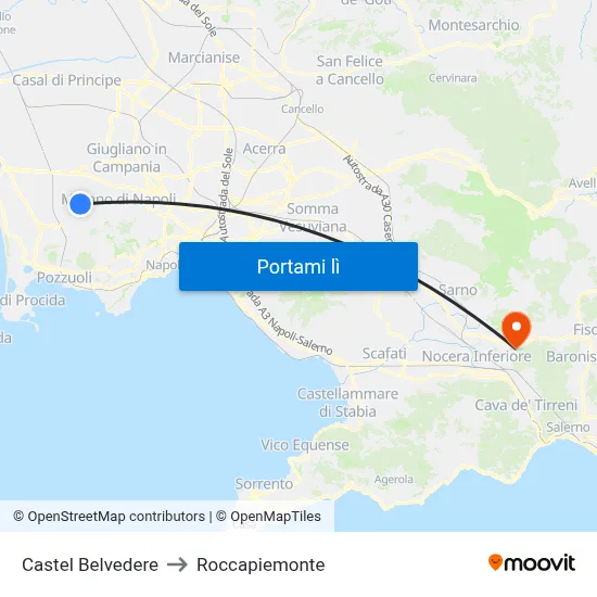 Castel Belvedere to Roccapiemonte map