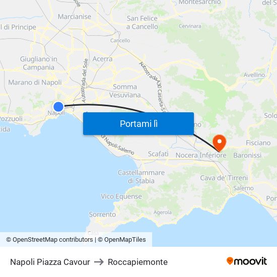 Napoli Piazza Cavour to Roccapiemonte map