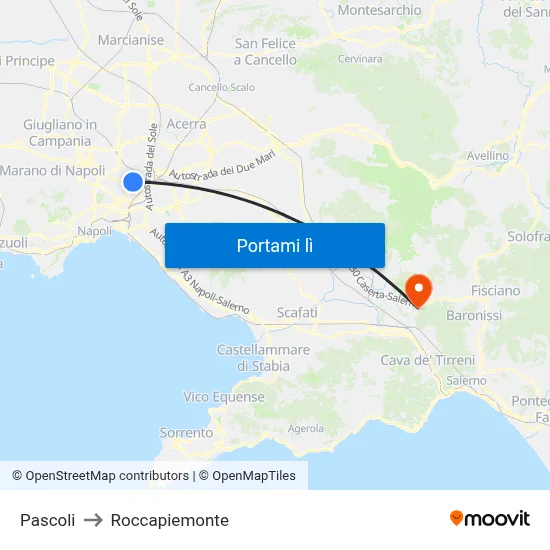 Pascoli to Roccapiemonte map