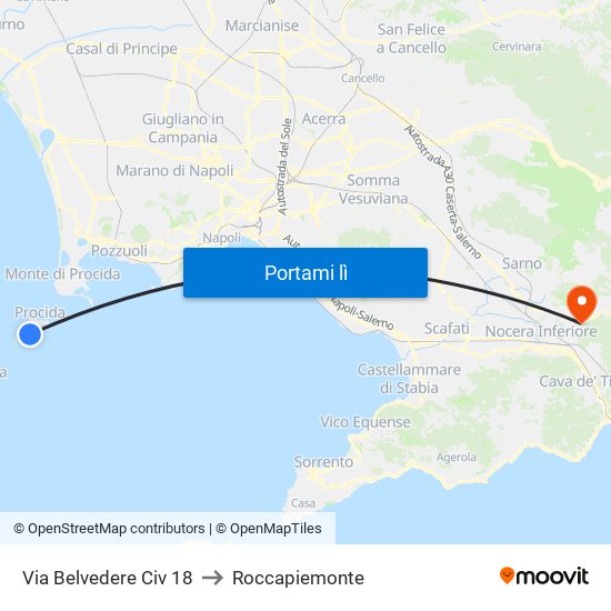 Via Belvedere Civ  18 to Roccapiemonte map