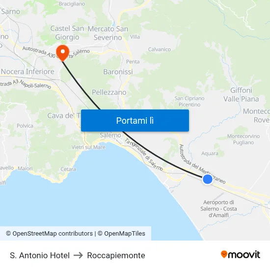 S. Antonio Hotel to Roccapiemonte map