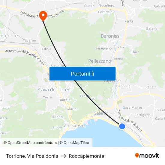 Torrione, Via Posidonia to Roccapiemonte map