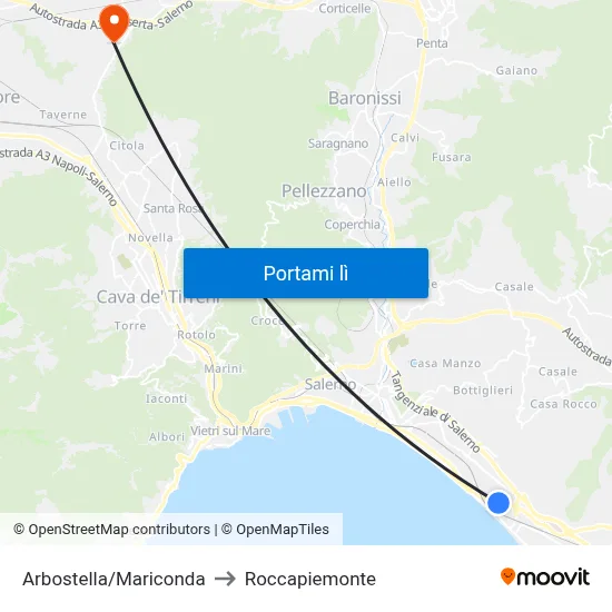 Arbostella/Mariconda to Roccapiemonte map