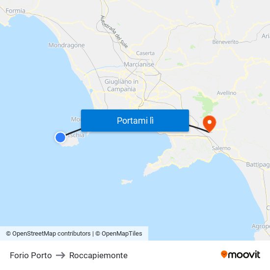 Forio Porto to Roccapiemonte map