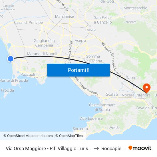 Via Orsa Maggiore - Rif. Villaggio Turistico Varca D'Oro to Roccapiemonte map