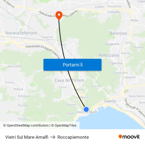 Vietri Sul Mare-Amalfi to Roccapiemonte map