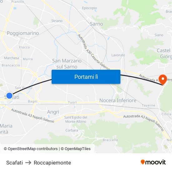 Scafati to Roccapiemonte map