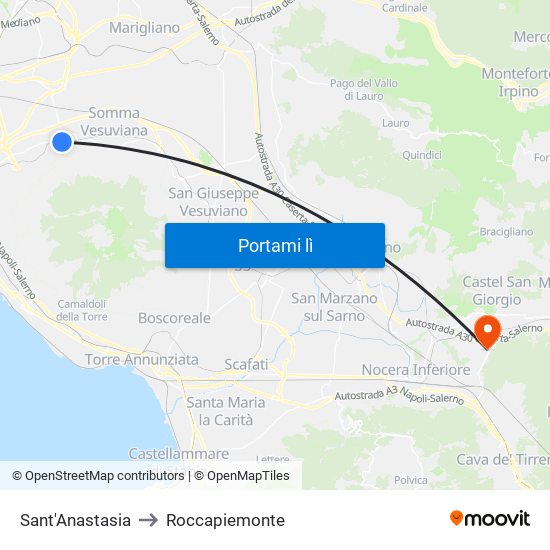 Sant'Anastasia to Roccapiemonte map