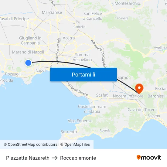 Piazzetta Nazareth to Roccapiemonte map