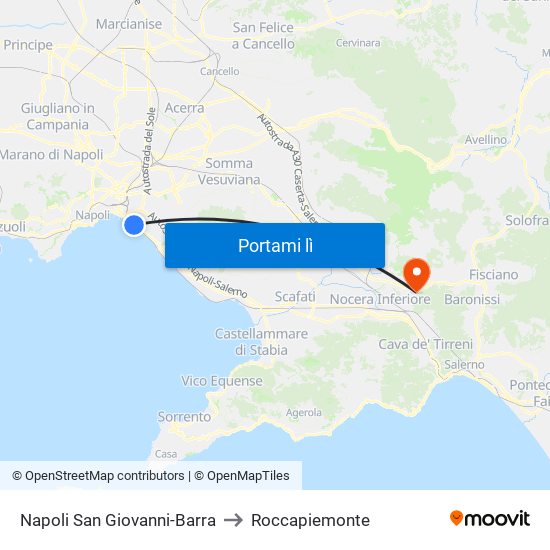 Napoli San Giovanni-Barra to Roccapiemonte map