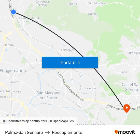 Palma-San Gennaro to Roccapiemonte map