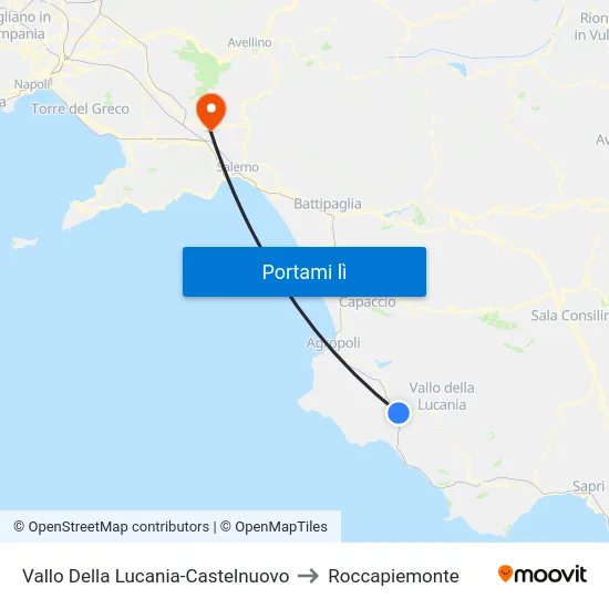 Vallo Della Lucania-Castelnuovo to Roccapiemonte map