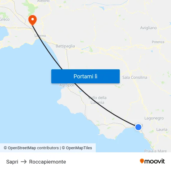 Sapri to Roccapiemonte map