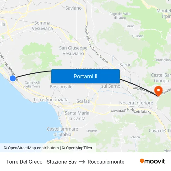 Torre Del Greco - Stazione Eav to Roccapiemonte map