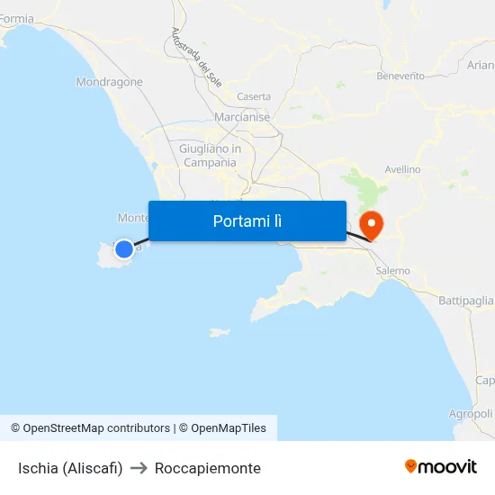 Ischia (Aliscafi) to Roccapiemonte map