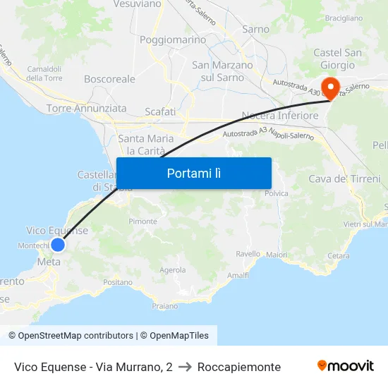 Vico Equense - Via Murrano, 2 to Roccapiemonte map