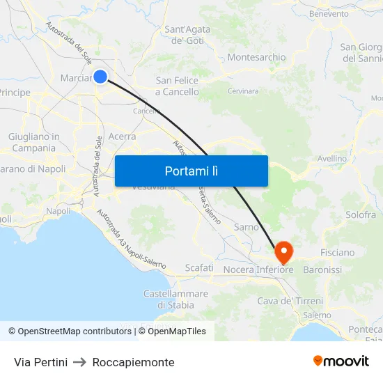 Via Pertini to Roccapiemonte map