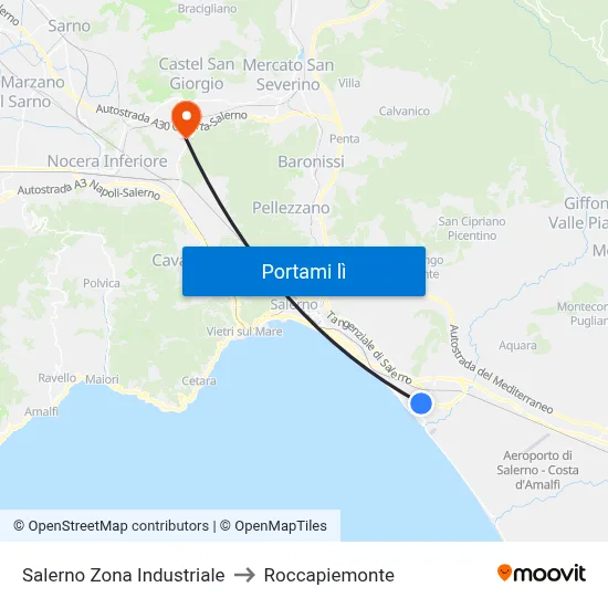 Salerno Zona Industriale to Roccapiemonte map