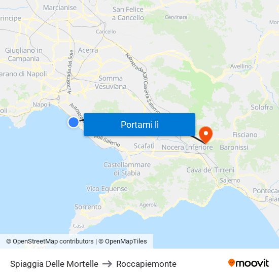 Spiaggia Delle Mortelle to Roccapiemonte map