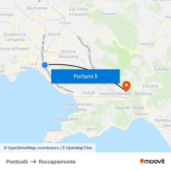 Ponticelli to Roccapiemonte map