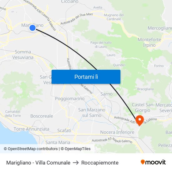 Marigliano - Villa Comunale to Roccapiemonte map